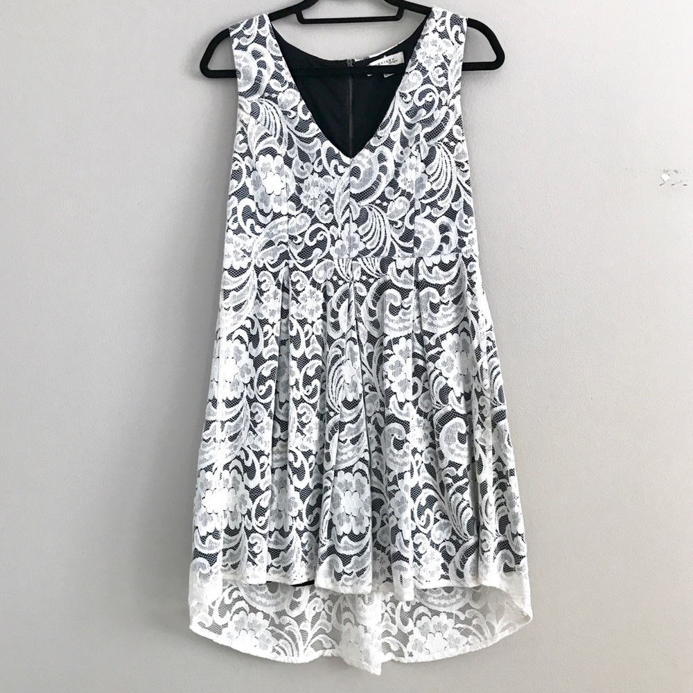 Monteau lace high low dress